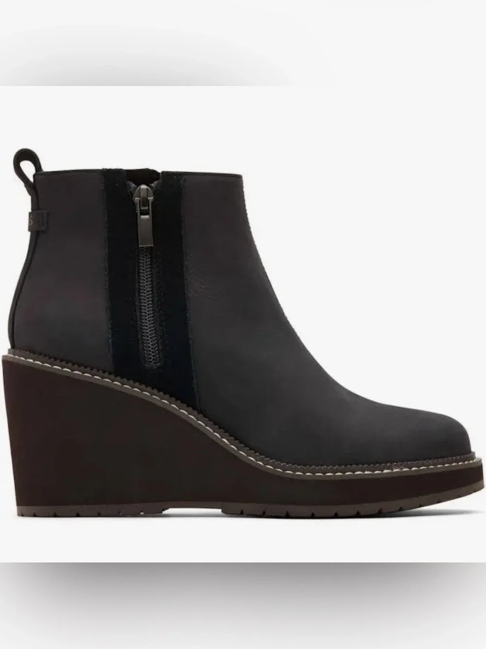 TOMS | Women’s Black Raven Wedge Water Resistant Ankle Boots Brown Platform 7.5